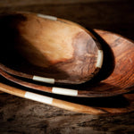 Load image into Gallery viewer, Oval olive wood and bone bowl set-Artisan Traders-african,fairtrade,handcarved,handcrafted,handmade,kenya,natural,olive wood,wood
