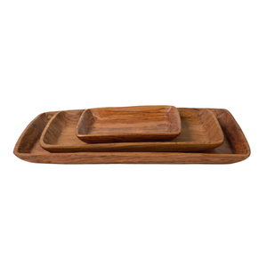 Square olive wood tray set-Artisan Traders-african,fairtrade,handcarved,handcrafted,handmade,natural,olive wood,wood