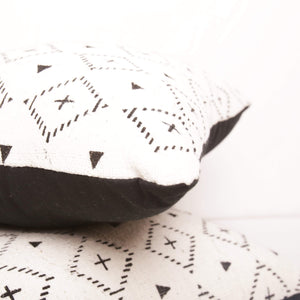 White and Black mudcloth cushion #2-Artisan Traders-cushion,decoration,handcrafted,handmade,mali,mudcloth,natural
