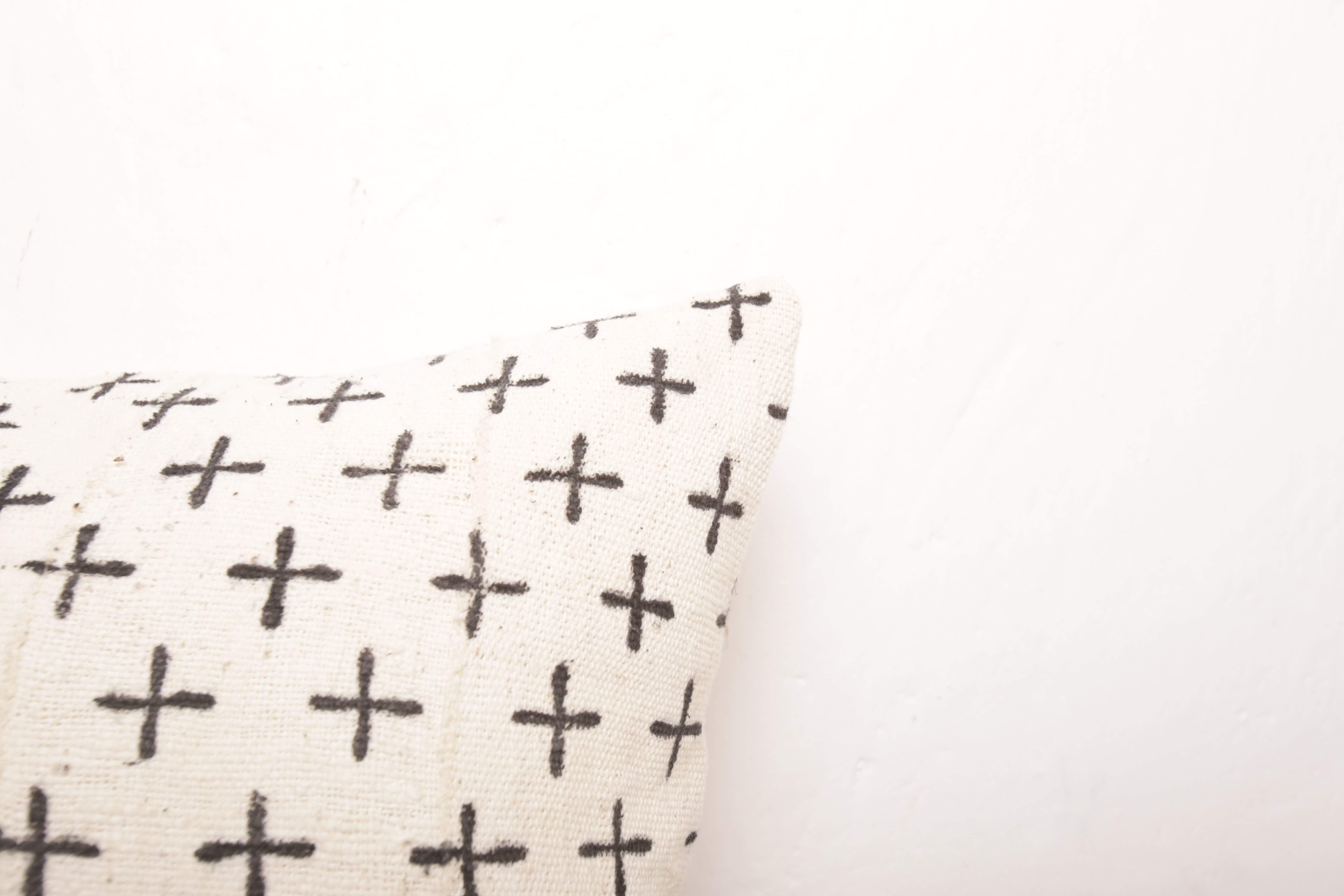 White and Black mudcloth cushion #3-Artisan Traders-