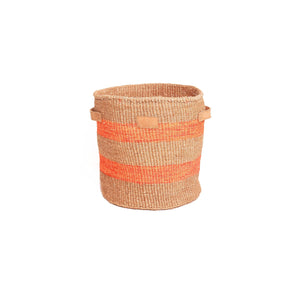 Kiondoo Orange Stripes L-Artisan Traders-african,african basket,basket,fairtrade,handcrafted,handmade,kenya,kiondo,kiondoo,natural,sisal