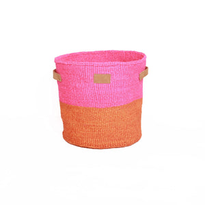 Kiondoo basket Pink Orange-Artisan Traders-african,african basket,basket,fairtrade,handcrafted,handmade,kenya,kiondo,kiondoo,natural,sisal