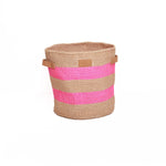 Afbeelding in Gallery-weergave laden, Kiondoo basket Pink Stripes-Artisan Traders-african,african basket,basket,fairtrade,handcrafted,handmade,kenya,kiondo,kiondoo,natural,sisal
