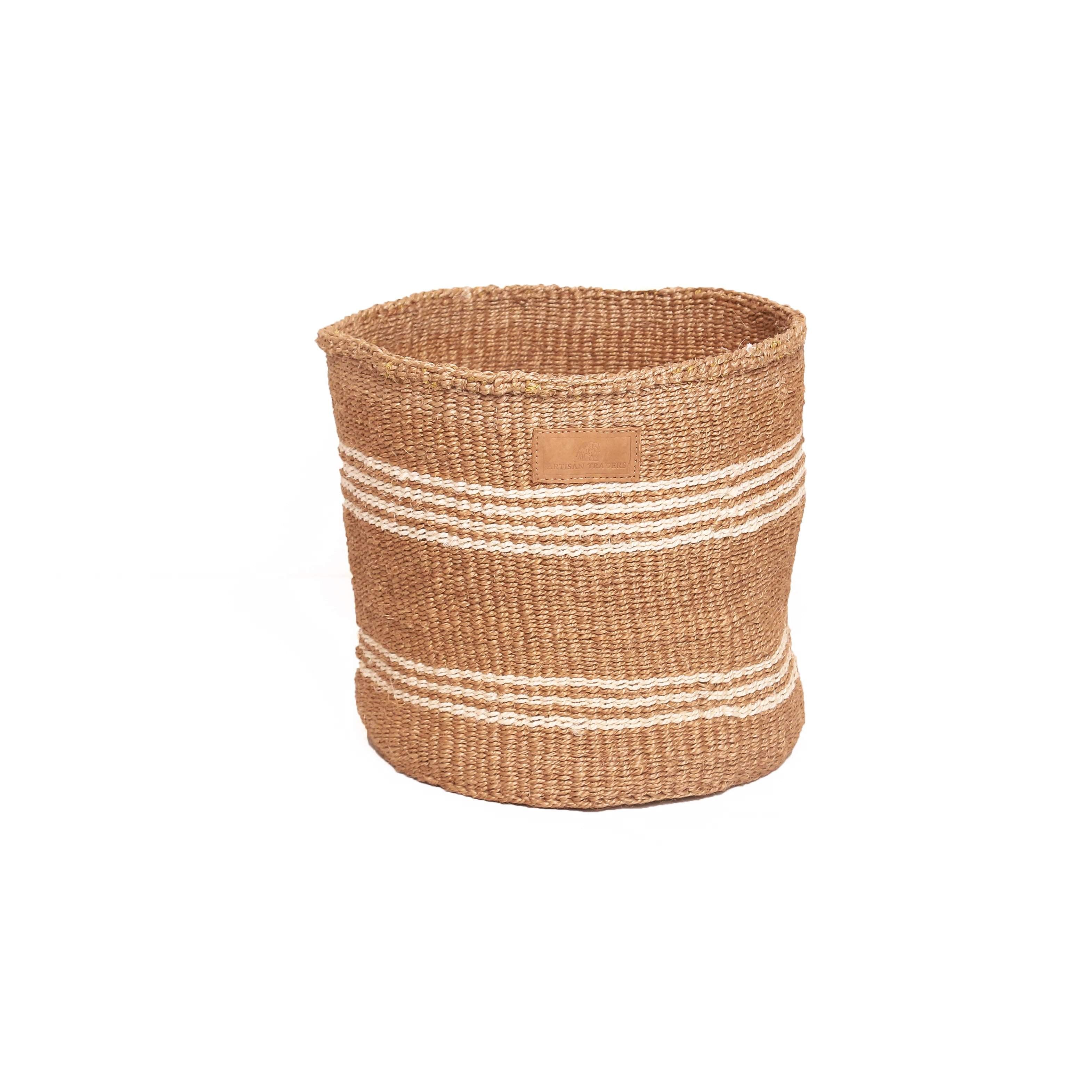 Kiondoo basket Beige fine stripe-Artisan Traders-african,african basket,basket,fairtrade,handcrafted,handmade,kenya,kiondo,kiondoo,natural,sisal