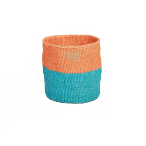 Kiondoo basket Orange Turquoise-Artisan Traders-african,african basket,handcrafted,handmade,kenya,kiondo,kiondoo,sisal