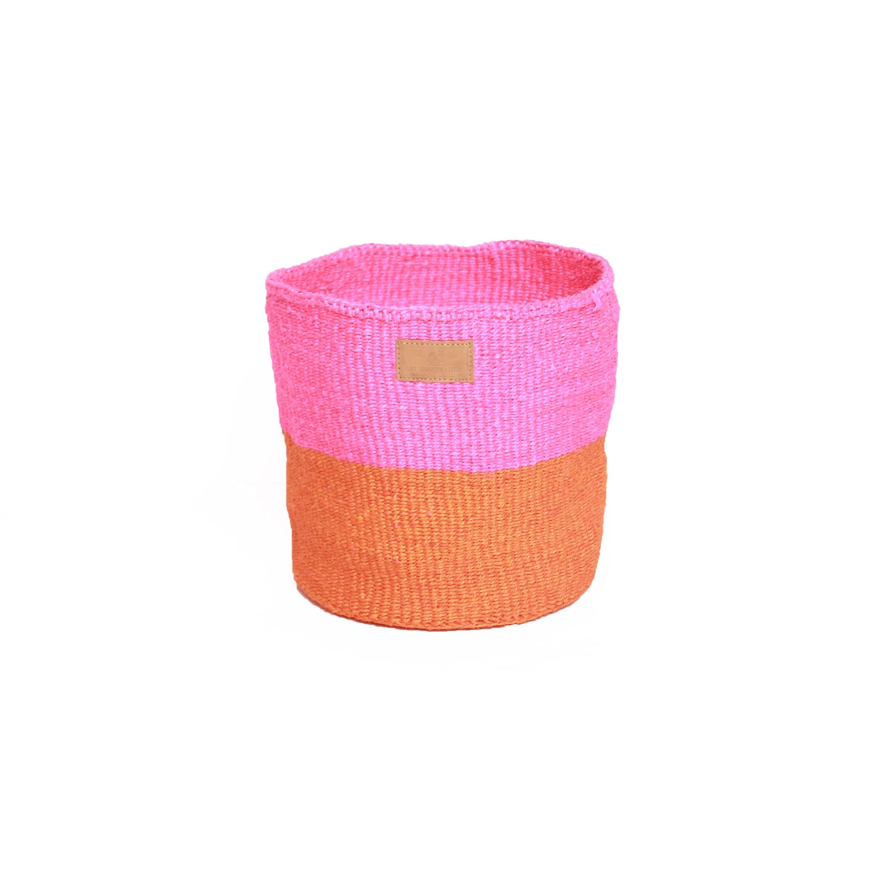 Kiondoo basket Pink Orange-Artisan Traders-african,african basket,basket,fairtrade,handcrafted,handmade,kenya,kiondo,kiondoo,natural,sisal