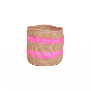 Kiondoo basket Pink Stripes-Artisan Traders-african,african basket,basket,fairtrade,handcrafted,handmade,kenya,kiondo,kiondoo,natural,sisal