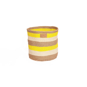 Kiondoo basket Yellow Stripes-Artisan Traders-african,african basket,basket,handcrafted,handmade,kenya,kiondo,kiondoo,natural,sisal