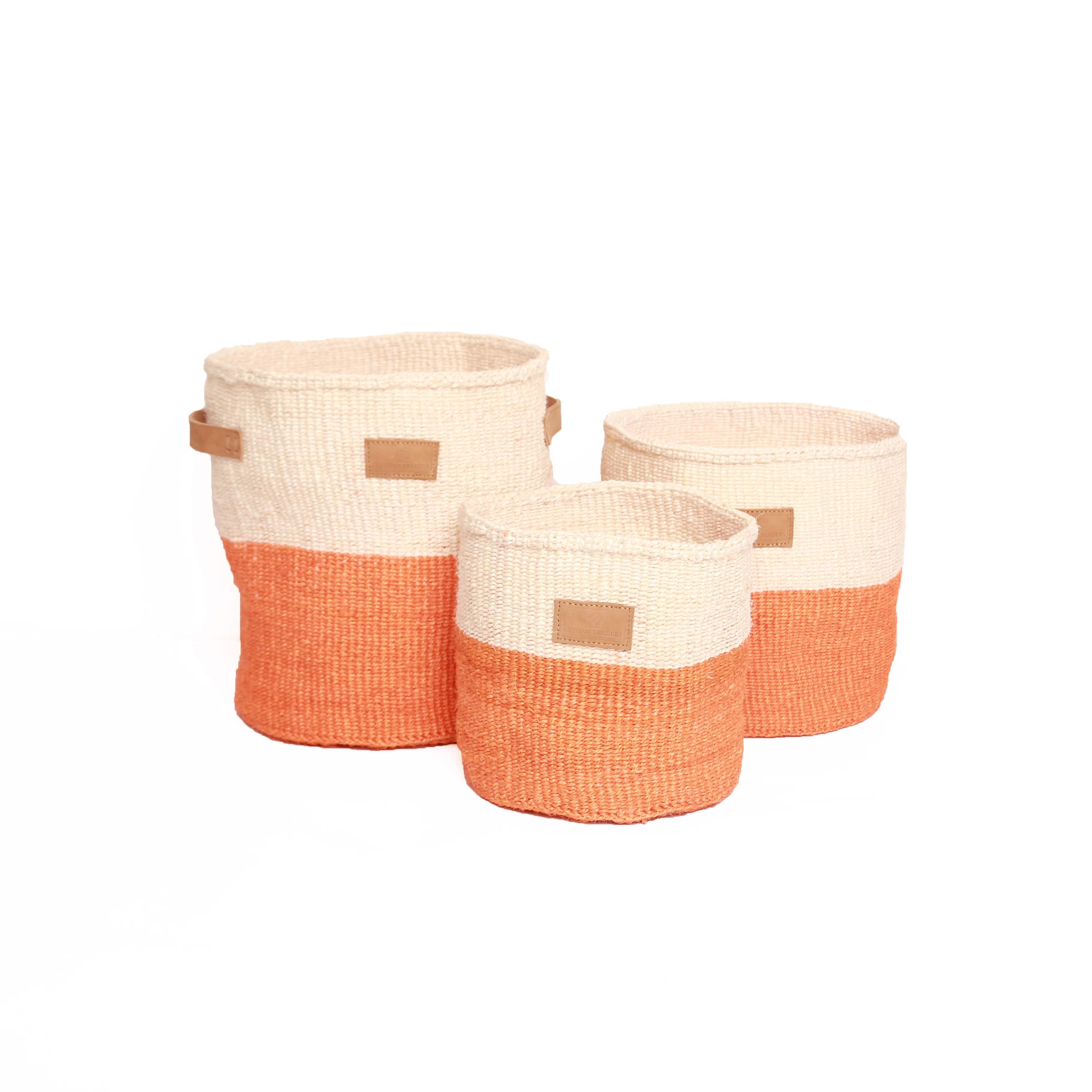 Kiondoo basket Natural Orange-Artisan Traders-african,african basket,basket,fairtrade,handcrafted,handmade,kenya,kiondo,kiondoo,natural,sisal