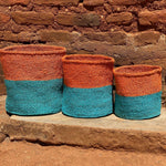 Afbeelding in Gallery-weergave laden, Kiondoo basket Orange Turquoise-Artisan Traders-african,african basket,handcrafted,handmade,kenya,kiondo,kiondoo,sisal
