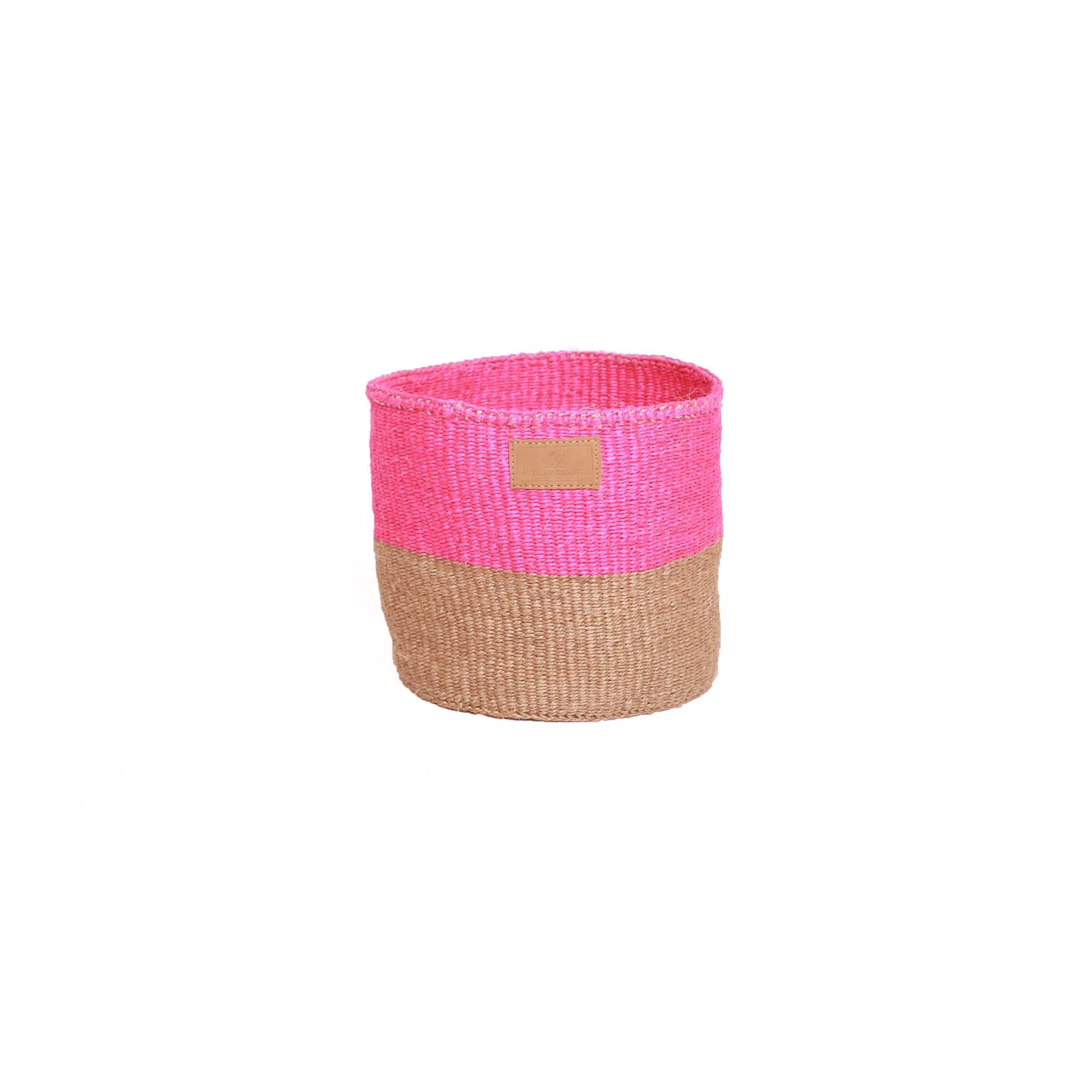 Kiondoo basket Pink-Artisan Traders-african,african basket,basket,fairtrade,handcrafted,handmade,kenya,kiondo,kiondoo,natural,sisal