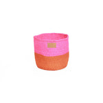 Afbeelding in Gallery-weergave laden, Kiondoo basket Pink Orange-Artisan Traders-african,african basket,basket,fairtrade,handcrafted,handmade,kenya,kiondo,kiondoo,natural,sisal
