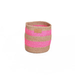 Afbeelding in Gallery-weergave laden, Kiondoo basket Pink Stripes-Artisan Traders-african,african basket,basket,fairtrade,handcrafted,handmade,kenya,kiondo,kiondoo,natural,sisal
