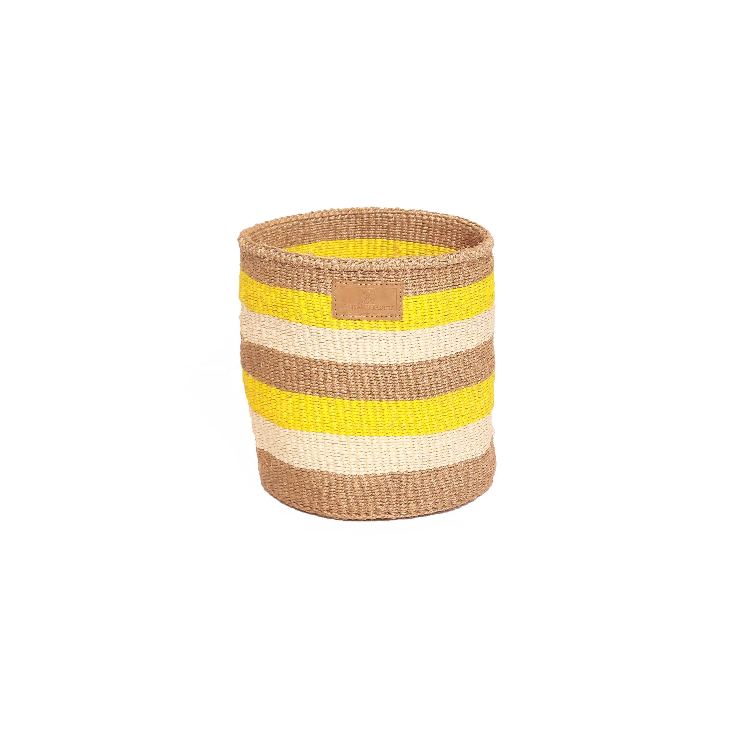 Kiondoo basket Yellow Stripes-Artisan Traders-african,african basket,basket,handcrafted,handmade,kenya,kiondo,kiondoo,natural,sisal