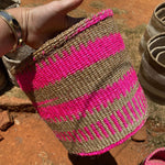Load image into Gallery viewer, Kiondoo basket Pink TD S-Artisan Traders-african,african basket,basket,fairtrade,handcrafted,handmade,kenya,kiondo,kiondoo,natural,sisal
